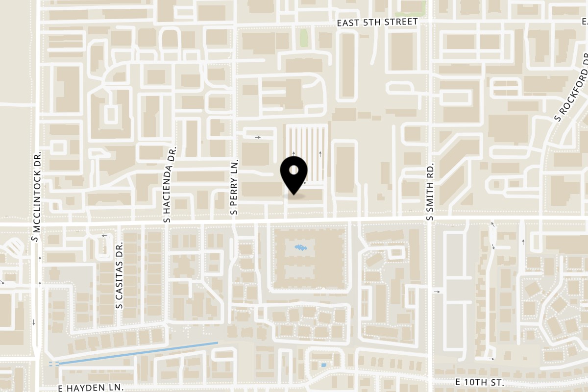 Map showing the location of Spicy Hut (Authentic Indian Cuisine) on 1936 E University Dr in Tempe